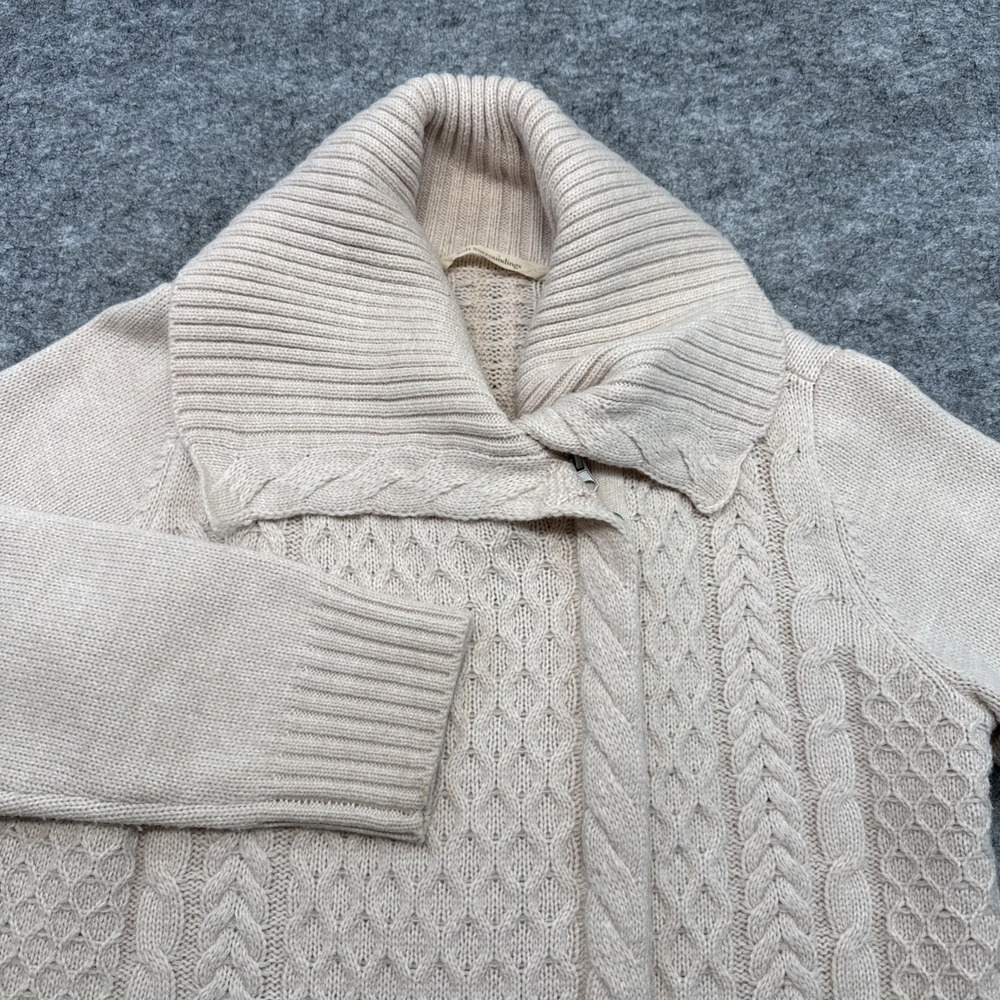Soft Surroundings zip cable knit cardigan jacket women's medium wool coatigan